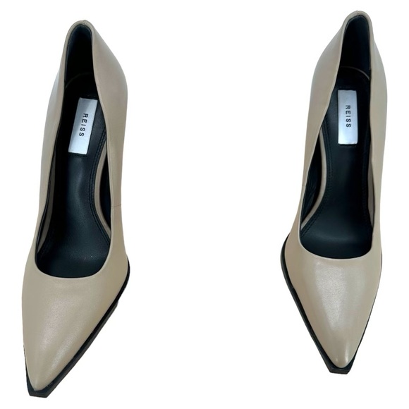REISS | Ada 40 Court Shoes Leather‎ Taupe Pumps Heels - Picture 3 of 7